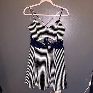 Striped Lace Spaghetti Strap Dress